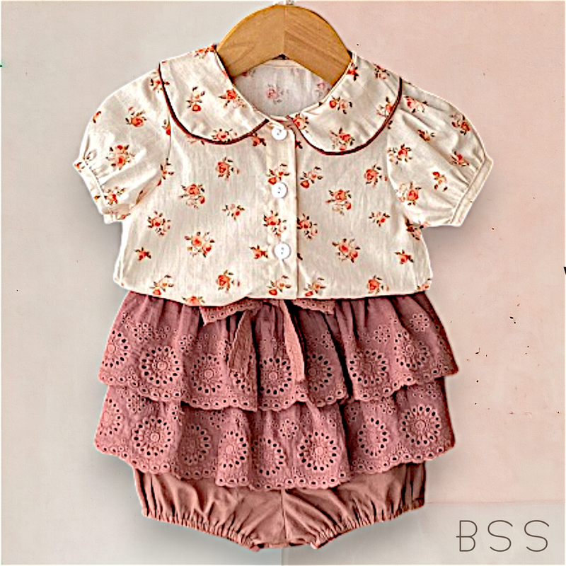 Conjunto Infantil Floral Babados