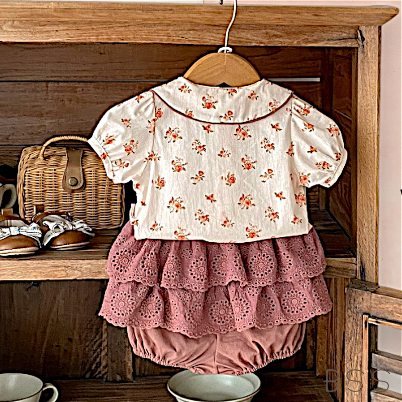 Conjunto Infantil Floral Babados